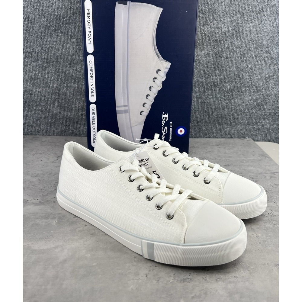 Ben Sherman Dorset Lo  Mens Size 10.5 White Memory Foam Sneaker New